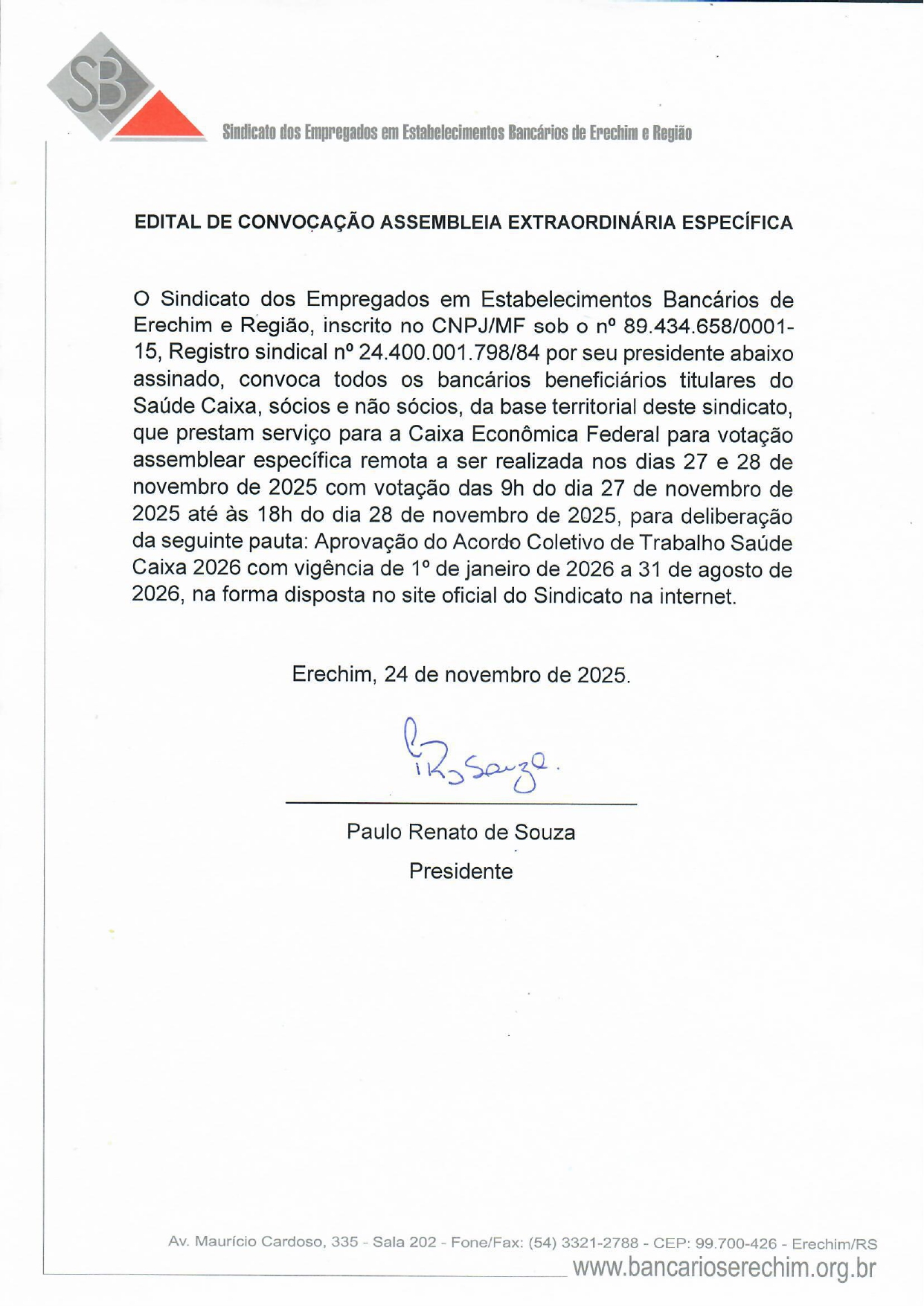 Edital - ASSEMBLEIA CEF - SAUDE CAIXA 